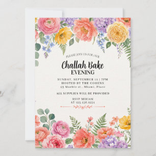 Convite para Evento de Pão Chalá Judaico Floral Mo