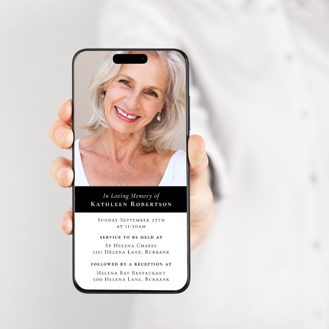 Convite para Evento Funeral de Foto Minimalista Mo (Criador carregado)