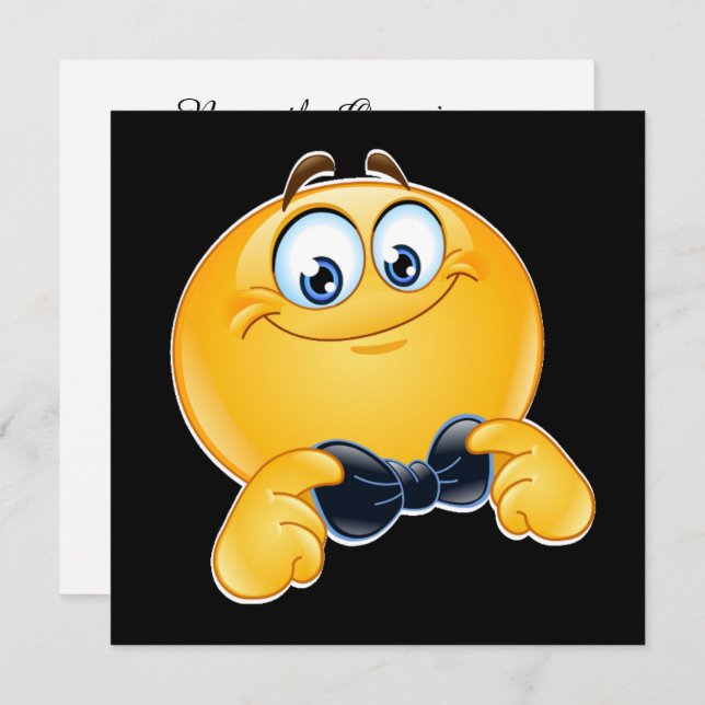 Convite para eventos de empate preto Tuxedo (Frente/Verso)