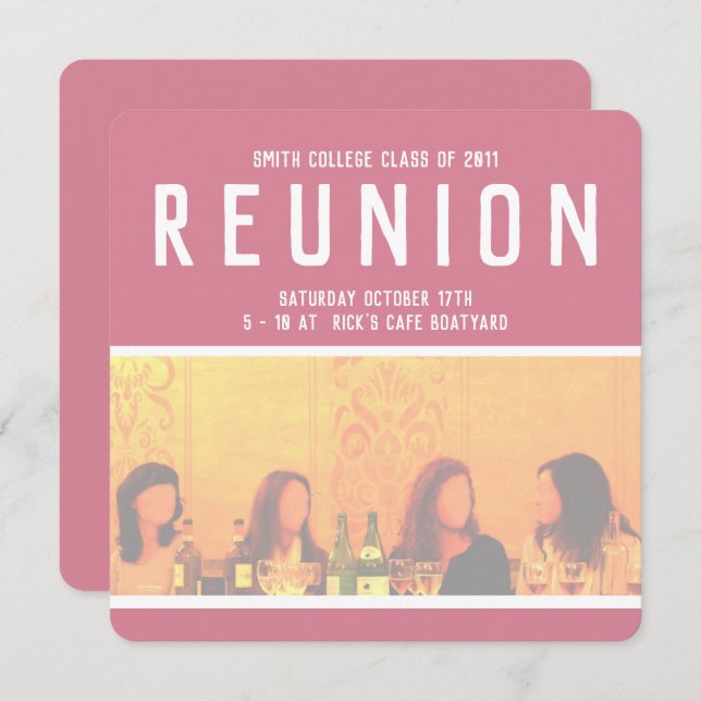 Convite para eventos femininos em rosa e amarelo (Frente/Verso)