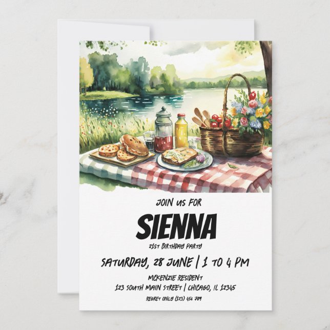 Convite para exibição no lago Picnic de Verão (Frente)