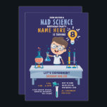 Convite para Experiência Mad Science Festa de aniv<br><div class="desc">Experiência de Festa de aniversário de Ciências Loucas Convidar design para uma garota ou um garoto. Traseiro incluído.</div>