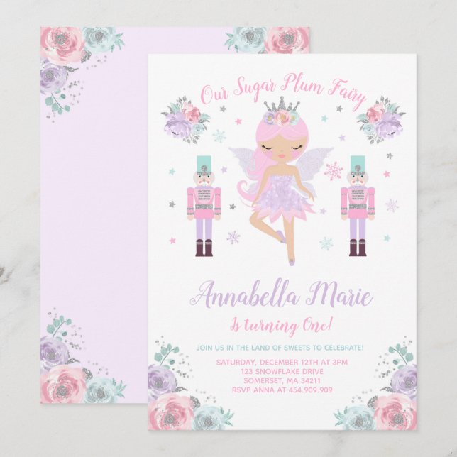 Convite Para Fadas De Açúcar Convidado Para Nozes (Frente/Verso)