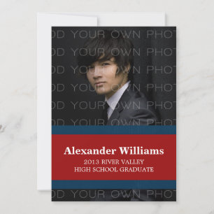 Convite para faixas de cores azuis/vermelhas da es