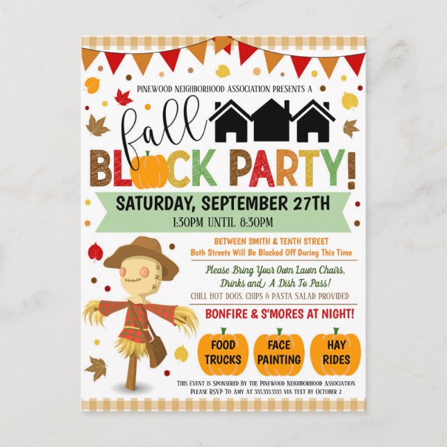 Convite para Fall Neighhood Block Party (Frente)