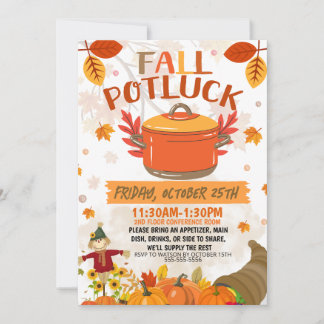 Convite para Fall Potluck, Autumn Lunchee Convide
