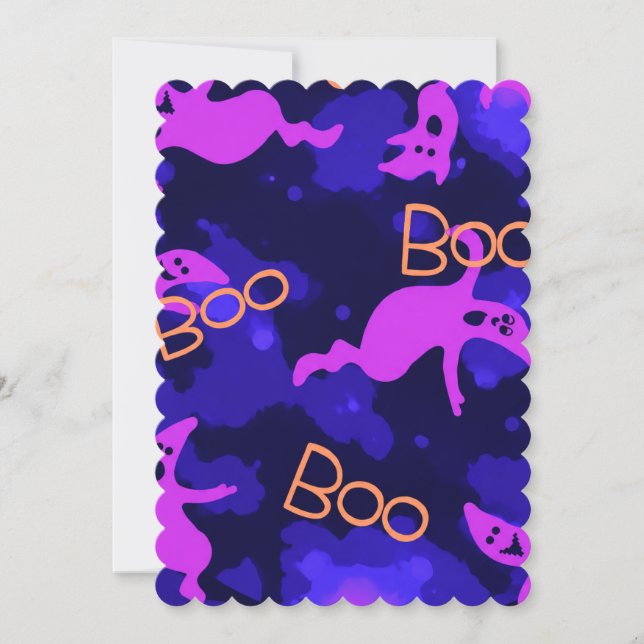 Convite para Fantasmas de Halloween à Noite (Frente)