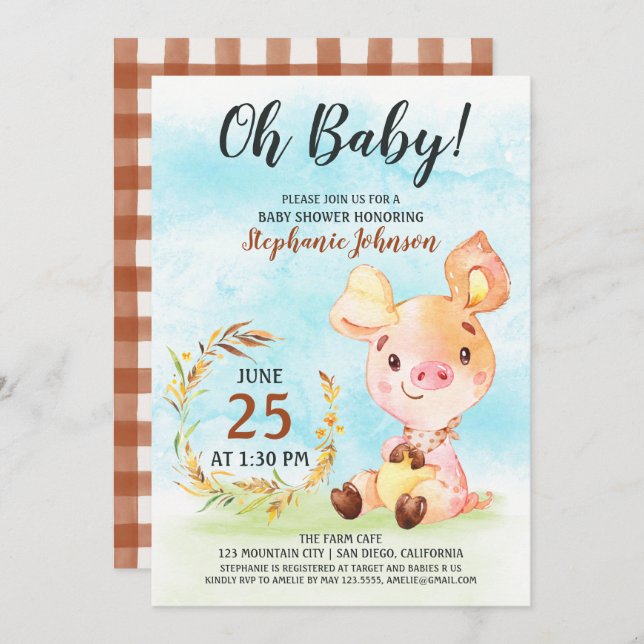 Convite para Fazenda de Porquinho de Água (Frente/Verso)