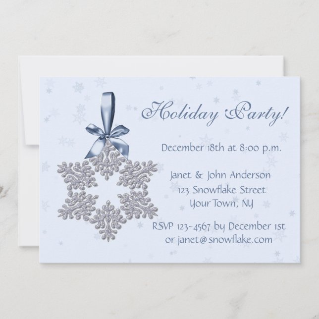 Convite para Feriado de Silver Snowflake (Frente)