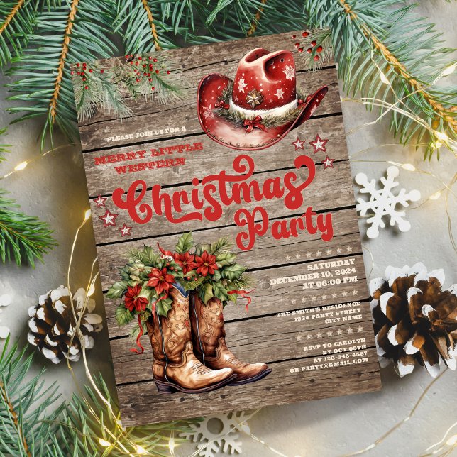 Convite para Feriado do Convite de festas Barn Oci (Western Barn Party Invitation Holiday Invite)
