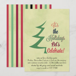 Convite para Férias de Árvore de Natal em Aquarela