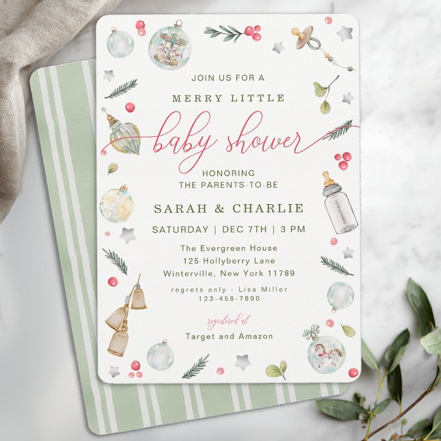 Convite para Férias de Chá de fraldas Pequeno feli (Merry Little Baby Shower Invite)