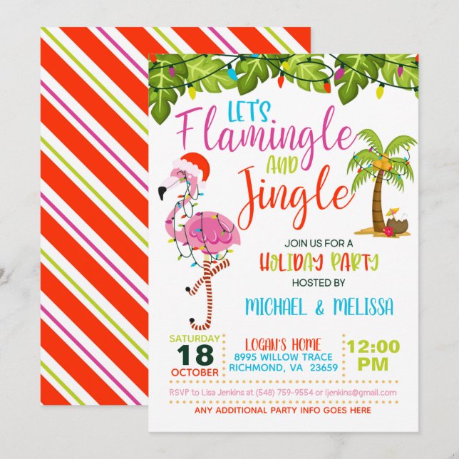 Convite para Férias Flamingle e Jingle - WH (Frente/Verso)