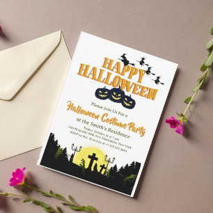 Convite para Festa à Fantasia de Halloween Assusta