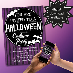 Convite para Festa à Fantasia de Halloween dos Mor