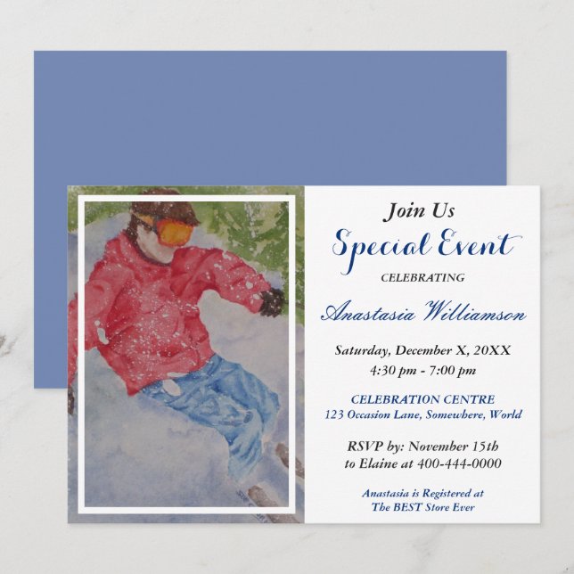 CONVITE PARA FESTA APÓS-ESQUI (Frente/Verso)