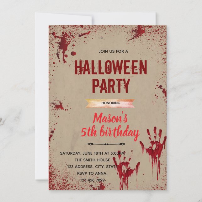 convite para festa assassina de Halloween (Frente)