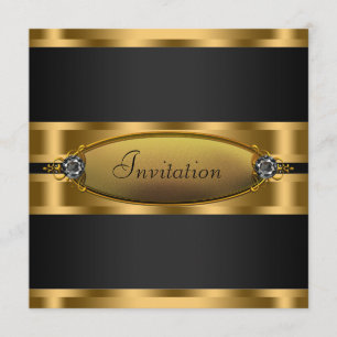 Convite para festa Black Tie Black Gold