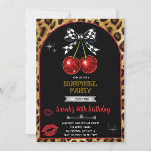 Convite para festa Cherry Leopard