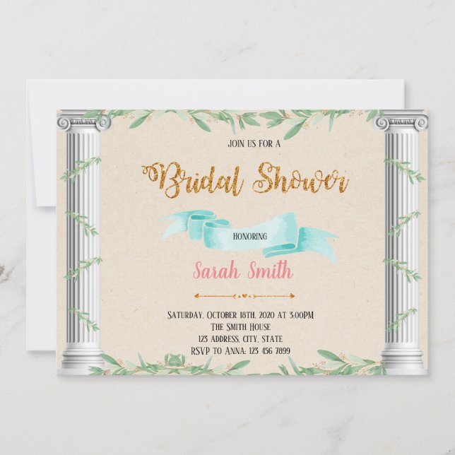 Convite para festa com tema grego rústico (Frente)