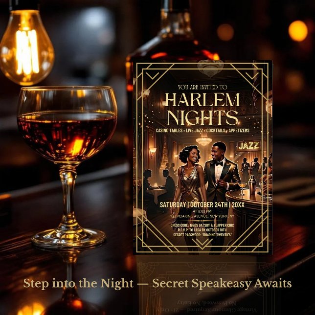 Convite para Festa com Tema Harlem Nights dos Anos (Criador carregado)