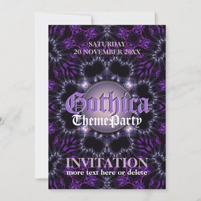 Convite para Festa com Tema Purple Gothic Moon (Frente)