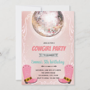 Convite para festa da festa da discoteca da Cowgir