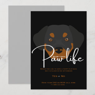 Convite para festa da vida de patas de cachorrinho