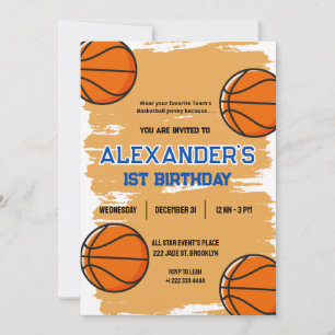 Convite para Festa de 1º Aniversário de Basquete F