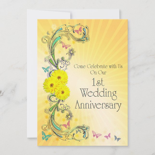 Convite para Festa de 1º Aniversário de Casamento (Frente)