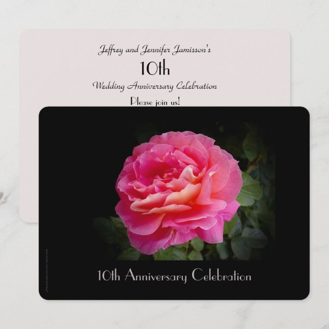 Convite para Festa de 10º Aniversário Rosa Rosa Ún (Frente/Verso)