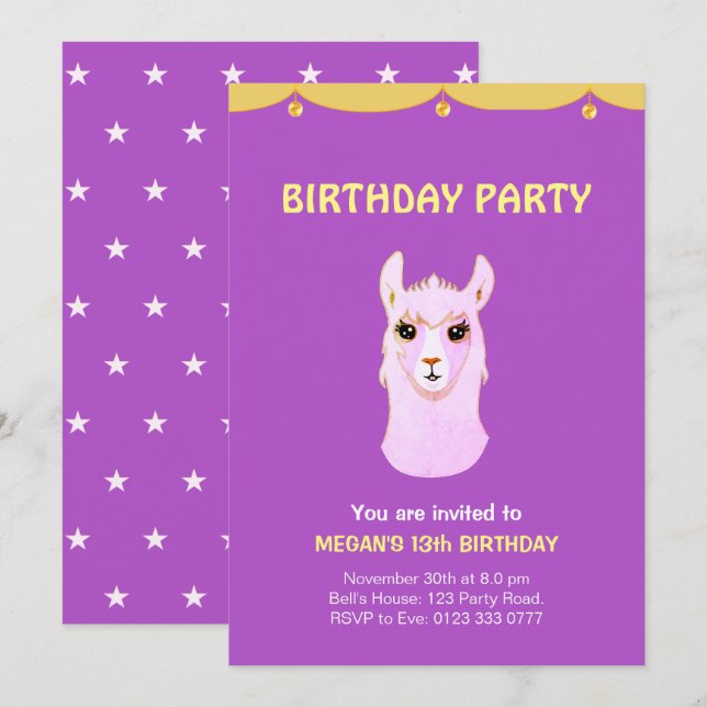 Convite para festa de 13 anos (Frente/Verso)