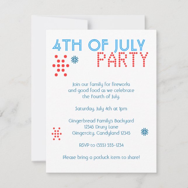 Convite para Festa de 4 de Julho (Frente)