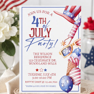 Convite para Festa de 4 de Julho   Verão Patriótic