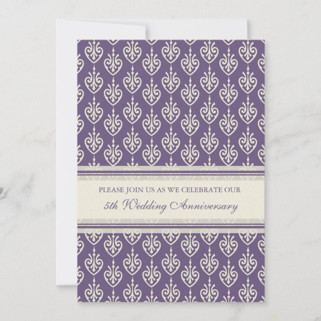 Convite para Festa de 5º Aniversário Plum Cream (Frente)