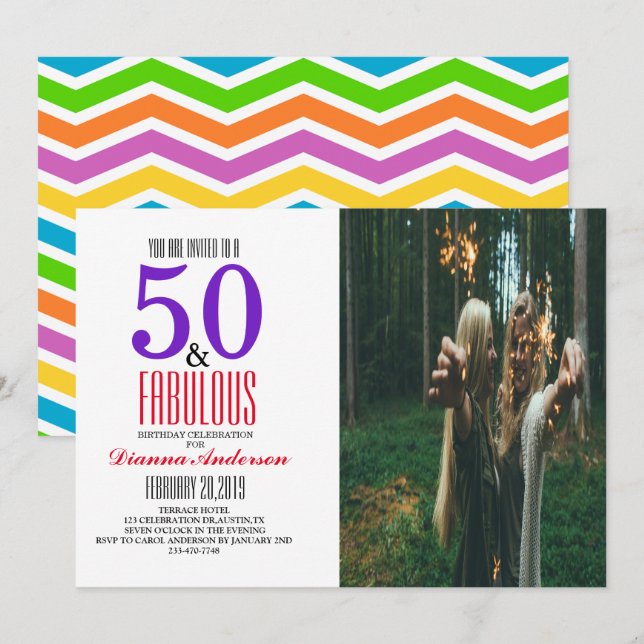 Convite para Festa de 50 Anos (Frente/Verso)