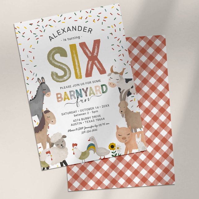 Convite para Festa de 6 Anos no Petting Zoo (Criador carregado)