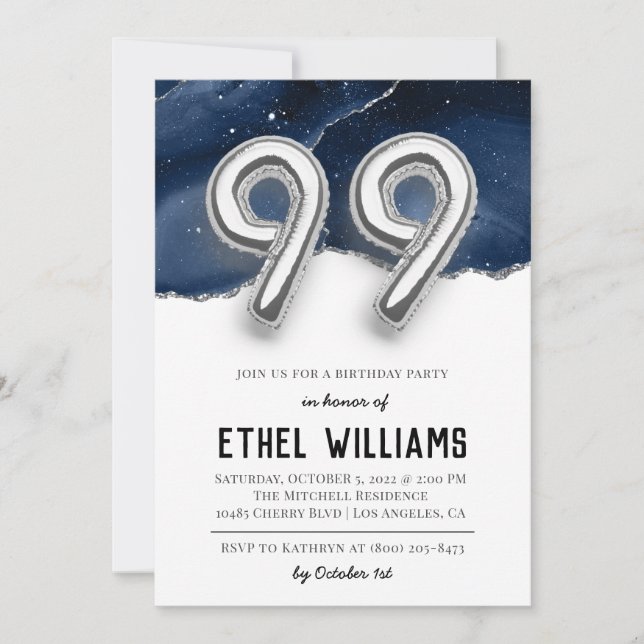 Convite para festa de 99º aniversário (Frente)