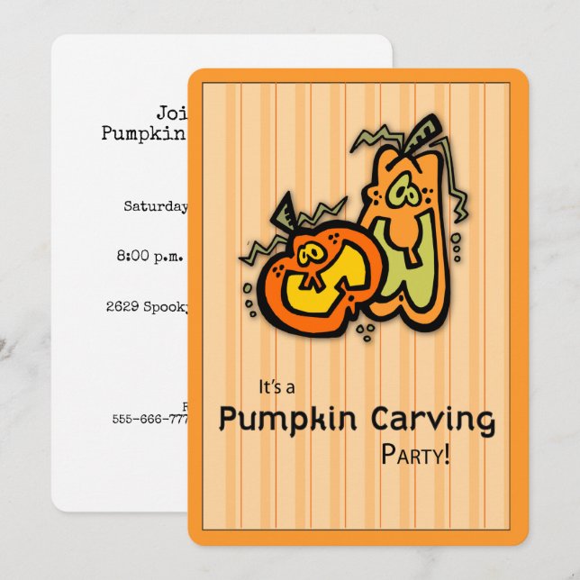 Convite para Festa de Abobrinha de Halloween (Frente/Verso)