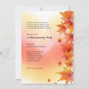 Convite para Festa de Ação de Graças com Folhas de