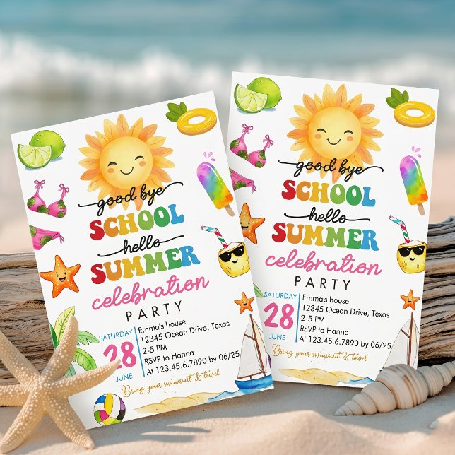 Convite para Festa de Adeus à Escola e Olá Verão (Criador carregado)