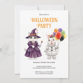 Convite para Festa de Animais de Halloween Caprich