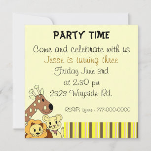 Convite para Festa de Animais do Zoológico