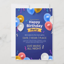 Convite para festa de aniversário