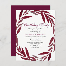 Convite para Festa de aniversário Adulta de Leaf W