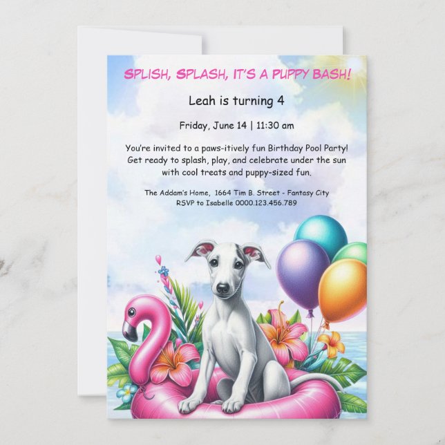 Convite para Festa de Aniversário com Piscina Spla (Frente)