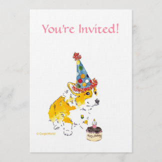 Convite para Festa de aniversário Corgi