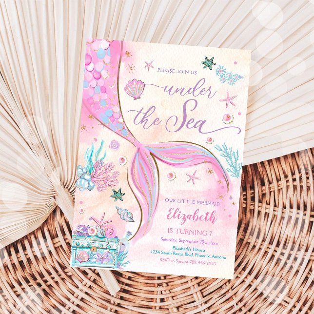 Convite para Festa de Aniversário da Sereia (Criador carregado)
