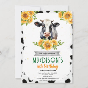 convite para festa de aniversário da vaca girassol