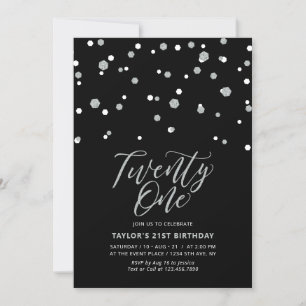 Convite para Festa de Aniversário de 21 Anos Preto